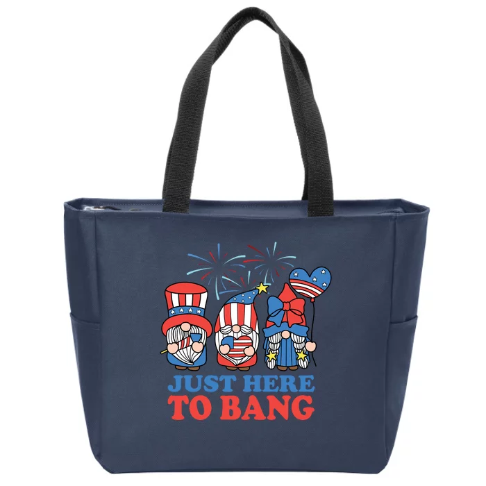 Just Here To Bang Gnome 4th Of July Zip Tote Bag