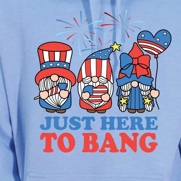 Just Here To Bang Gnome 4th Of July Unisex Surf Hoodie