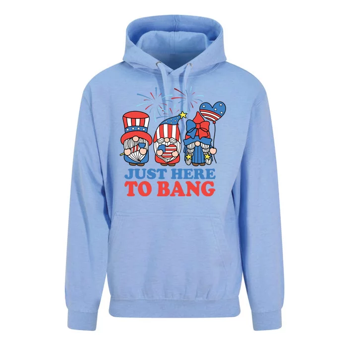 Just Here To Bang Gnome 4th Of July Unisex Surf Hoodie