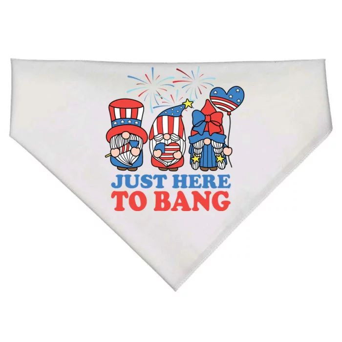 Just Here To Bang Gnome 4th Of July USA-Made Doggie Bandana