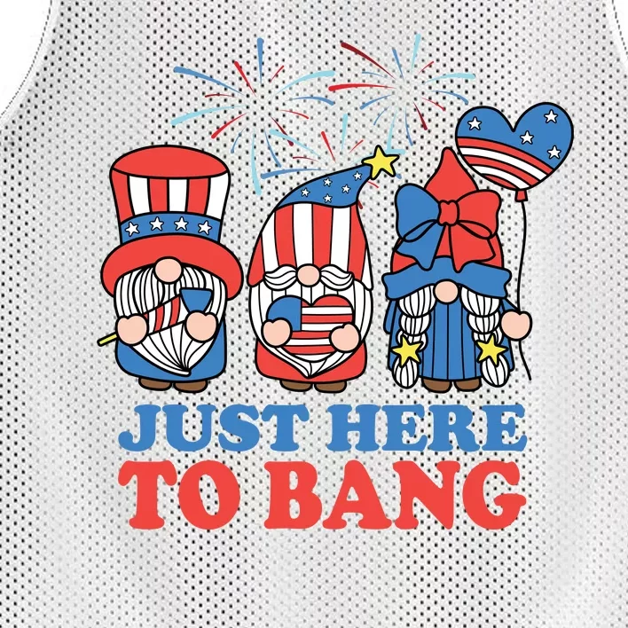 Just Here To Bang Gnome 4th Of July Mesh Reversible Basketball Jersey Tank