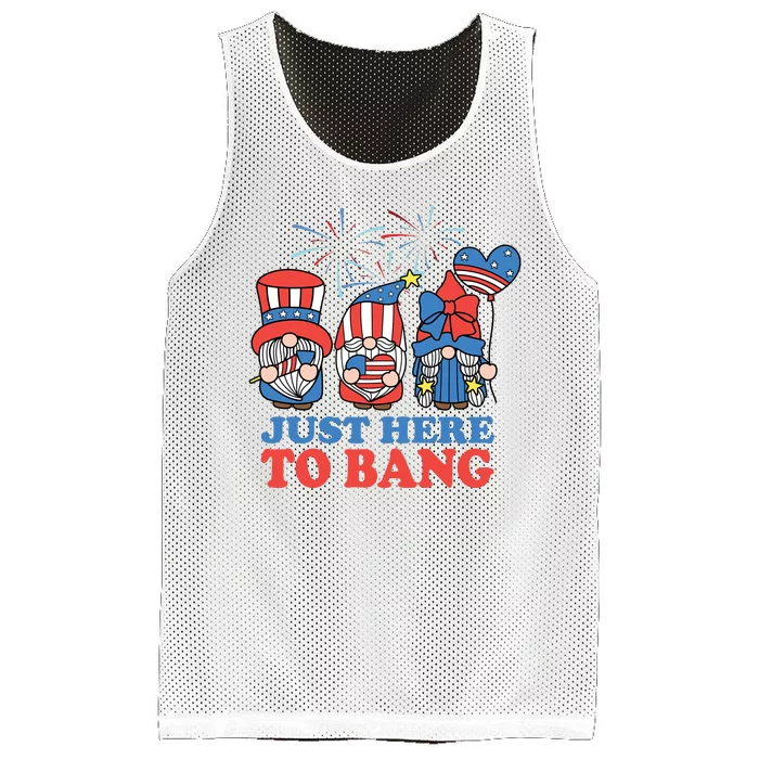 Just Here To Bang Gnome 4th Of July Mesh Reversible Basketball Jersey Tank