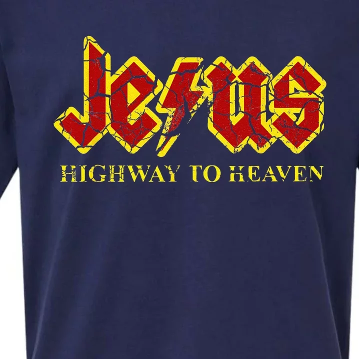 Jesus Highway To Heaven Funny Christian Sueded Cloud Jersey T-Shirt