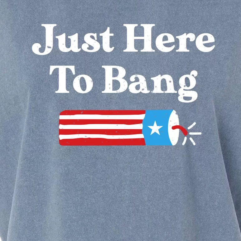 Just Here To Bang 4th Of July Garment-Dyed Women's Muscle Tee