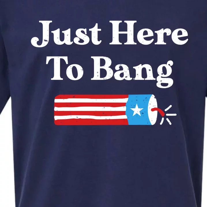 Just Here To Bang 4th Of July Sueded Cloud Jersey T-Shirt