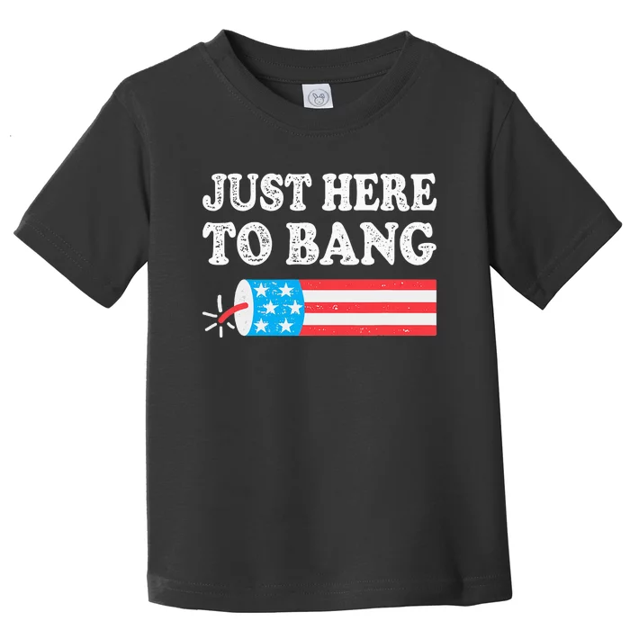 Just Here To Bang 4th July American Flag Toddler T-Shirt