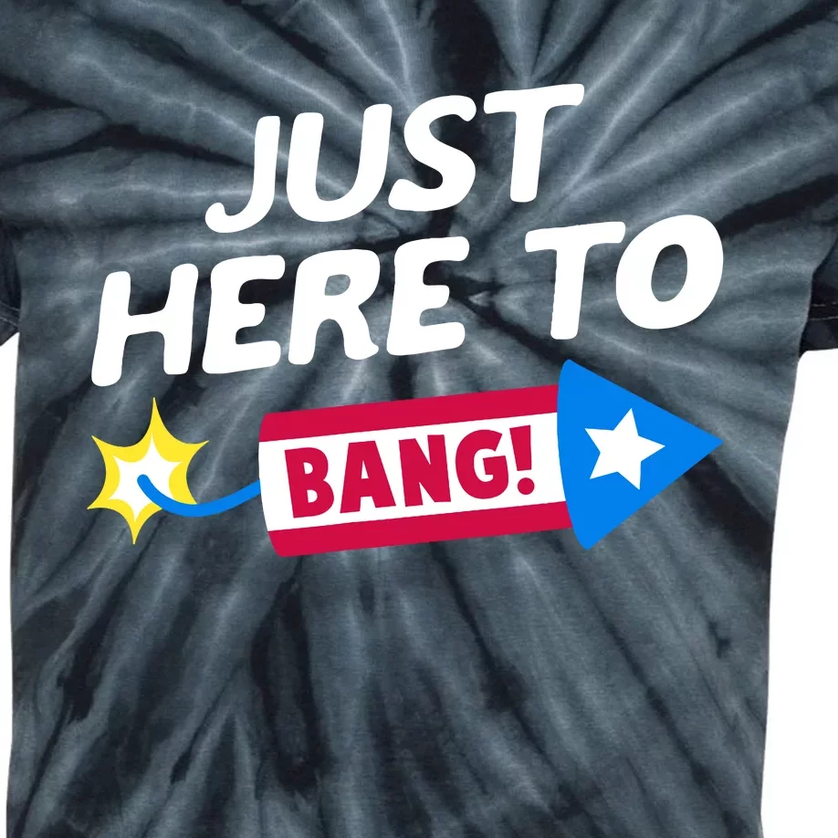 Just Here To Bang Funny Fireworks 4th Of July Fourth Of July Kids Tie-Dye T-Shirt