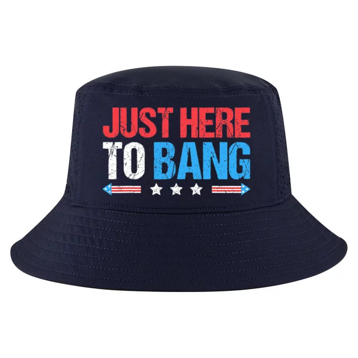 Just Here To Bang Funny Fireworks 4th Of July Cool Comfort Performance Bucket Hat