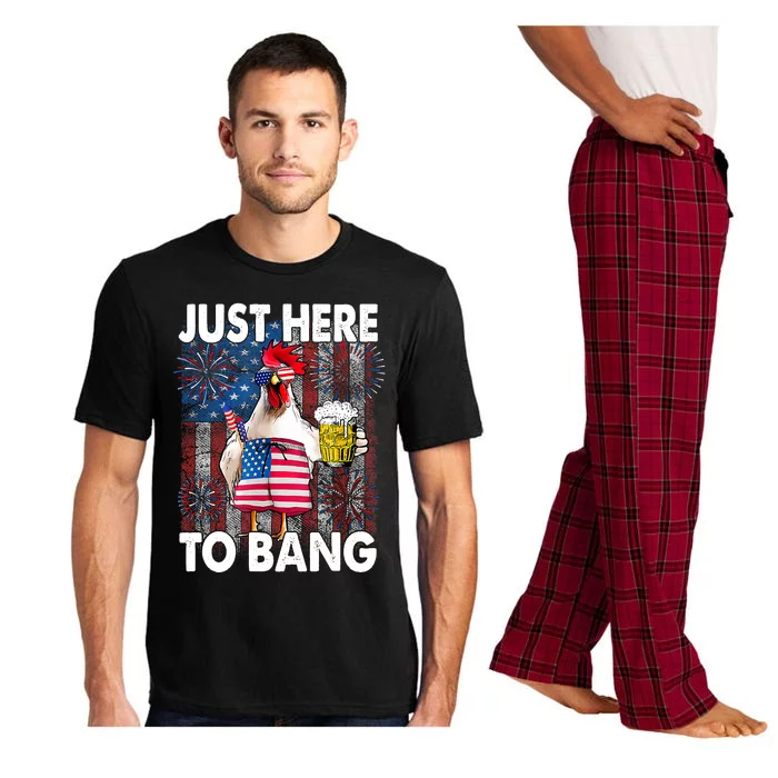 Just Here To Bang Chicken 4th Of July US Flag Firecrackers Pajama Set