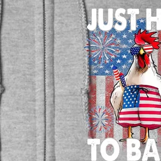 Just Here To Bang Chicken 4th Of July US Flag Firecrackers Full Zip Hoodie