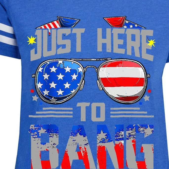 Just Here To Bang 4th Of July Funny Fireworks Sunglasses Enza Ladies Jersey Football T-Shirt