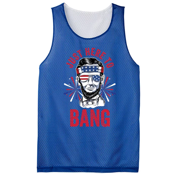 Just Here To Bang Fireworks Director Lincoln Gift Mesh Reversible Basketball Jersey Tank