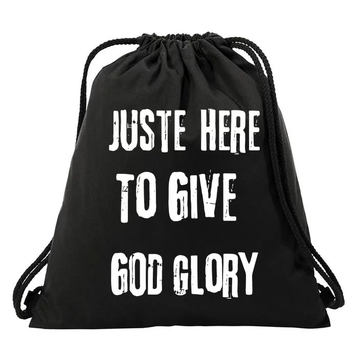 Just Here To Give God Glory Red Drawstring Bag