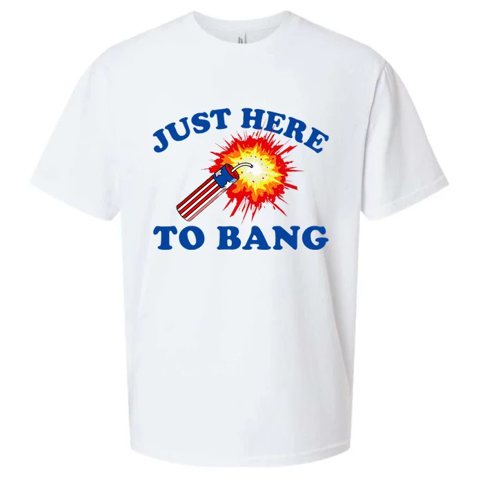 Just Here To Bang Funny Exploding Bang Saying Sueded Cloud Jersey T-Shirt