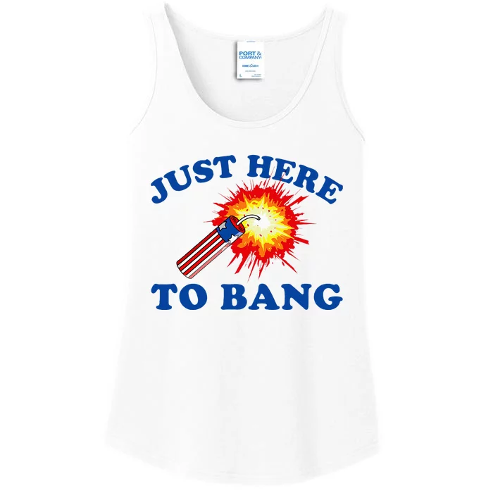 Just Here To Bang Funny Exploding Bang Saying Ladies Essential Tank