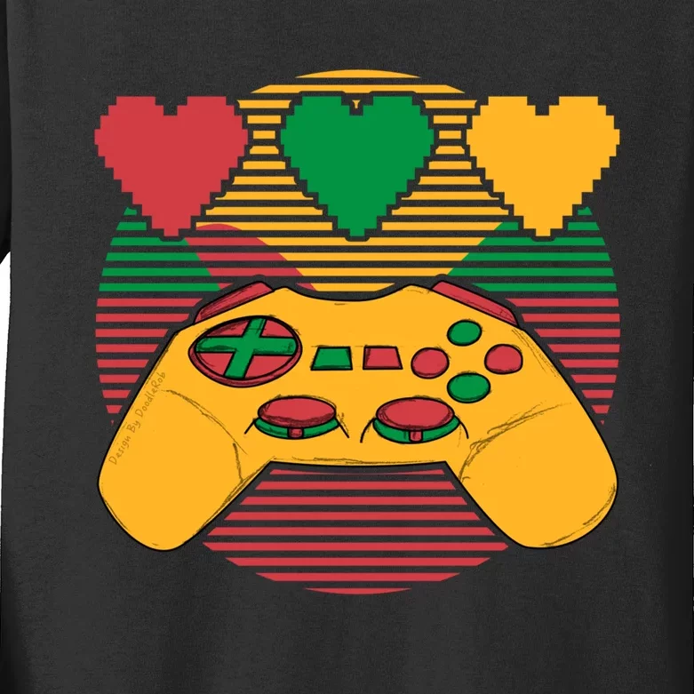 Juneteenth Heart Video Game Africa Fist June 19th 1865 Men Women Kids Long Sleeve Shirt