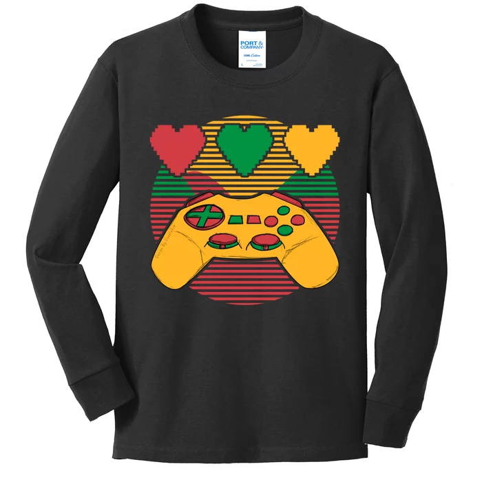 Juneteenth Heart Video Game Africa Fist June 19th 1865 Men Women Kids Long Sleeve Shirt