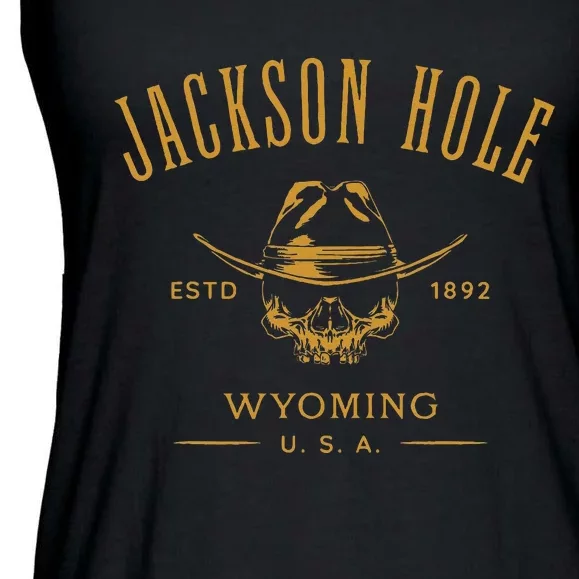 Jackson Hole Wyoming Usa Estd 1892 Skull Souvenir Design Ladies Essential Flowy Tank