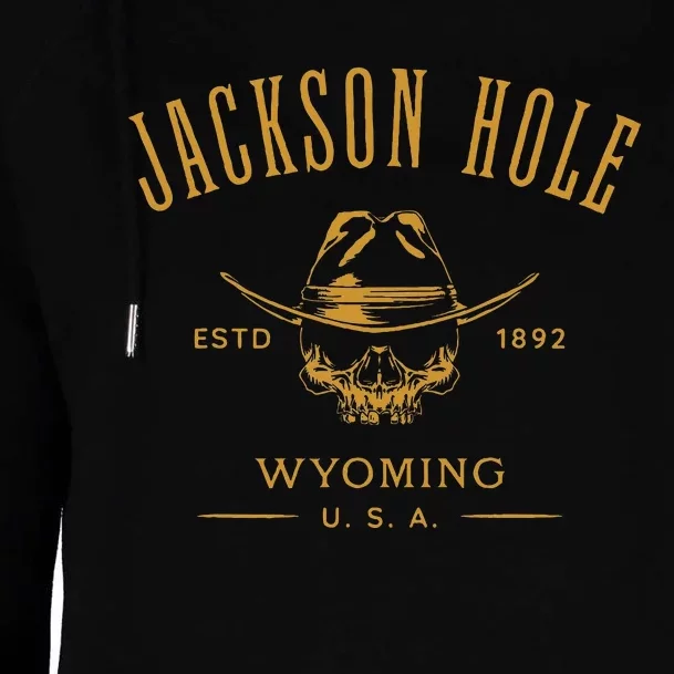 Jackson Hole Wyoming Usa Estd 1892 Skull Souvenir Design Womens Funnel Neck Pullover Hood