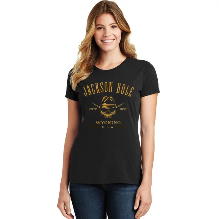 Jackson Hole Wyoming Usa Estd 1892 Skull Souvenir Design Women's T-Shirt