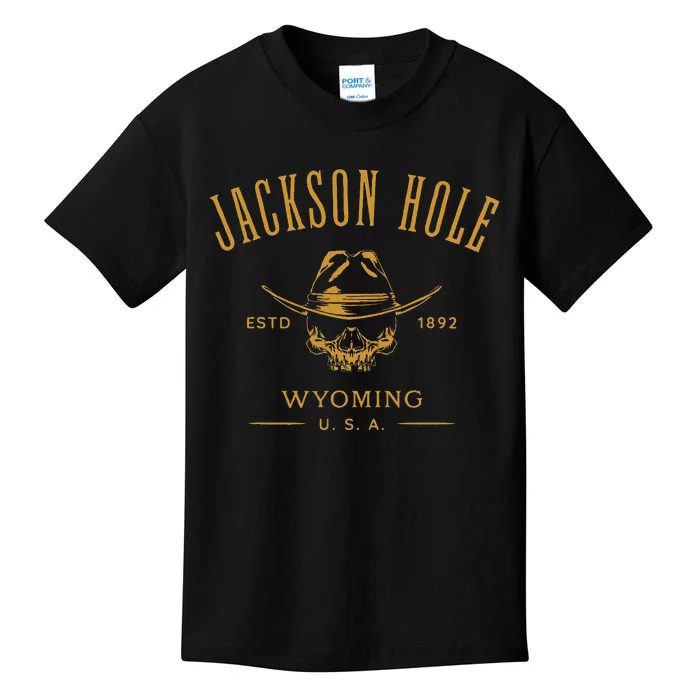 Jackson Hole Wyoming Usa Estd 1892 Skull Souvenir Design Kids T-Shirt