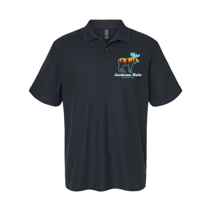 Jackson Hole Wyoming Moose Mountains Grand Tetons Softstyle Adult Sport Polo