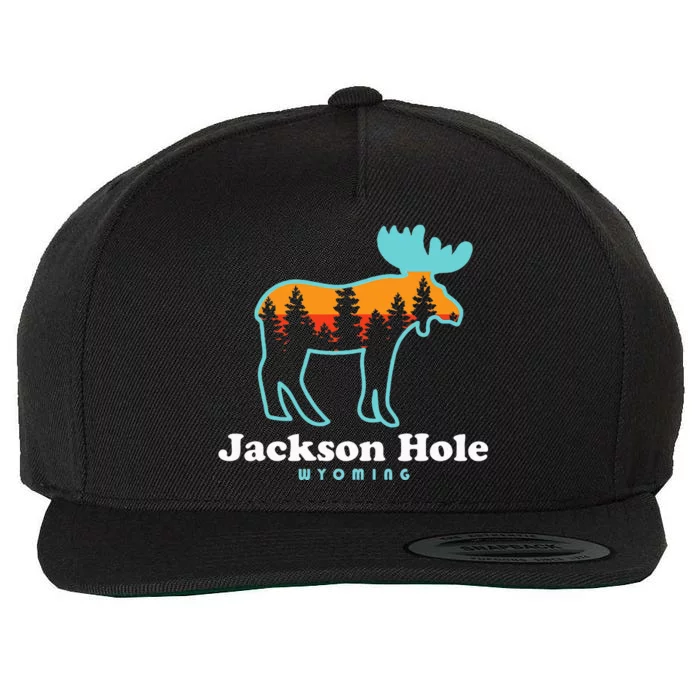 Jackson Hole Wyoming Moose Mountains Grand Tetons Wool Snapback Cap