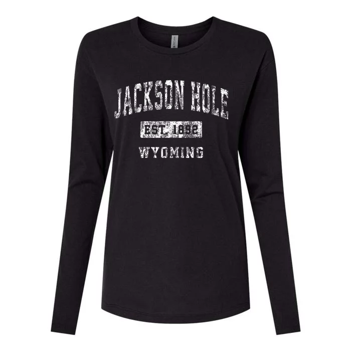 Jackson Hole Wyoming Wy Vintage Established Sports Womens Cotton Relaxed Long Sleeve T-Shirt