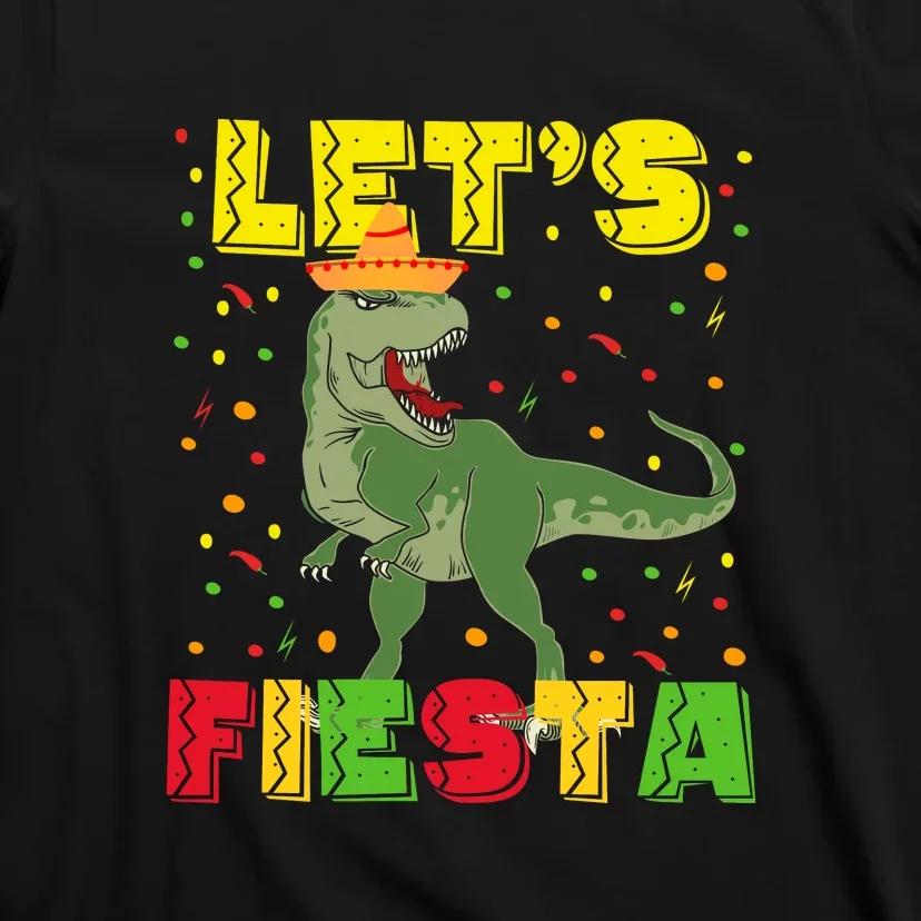 Kids Let's Fiesta Mexican Dino Trex Cinco De Mayo Toddler Boys T-Shirt