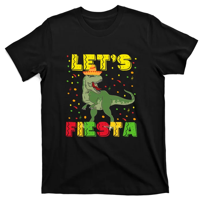 Kids Let's Fiesta Mexican Dino Trex Cinco De Mayo Toddler Boys T-Shirt