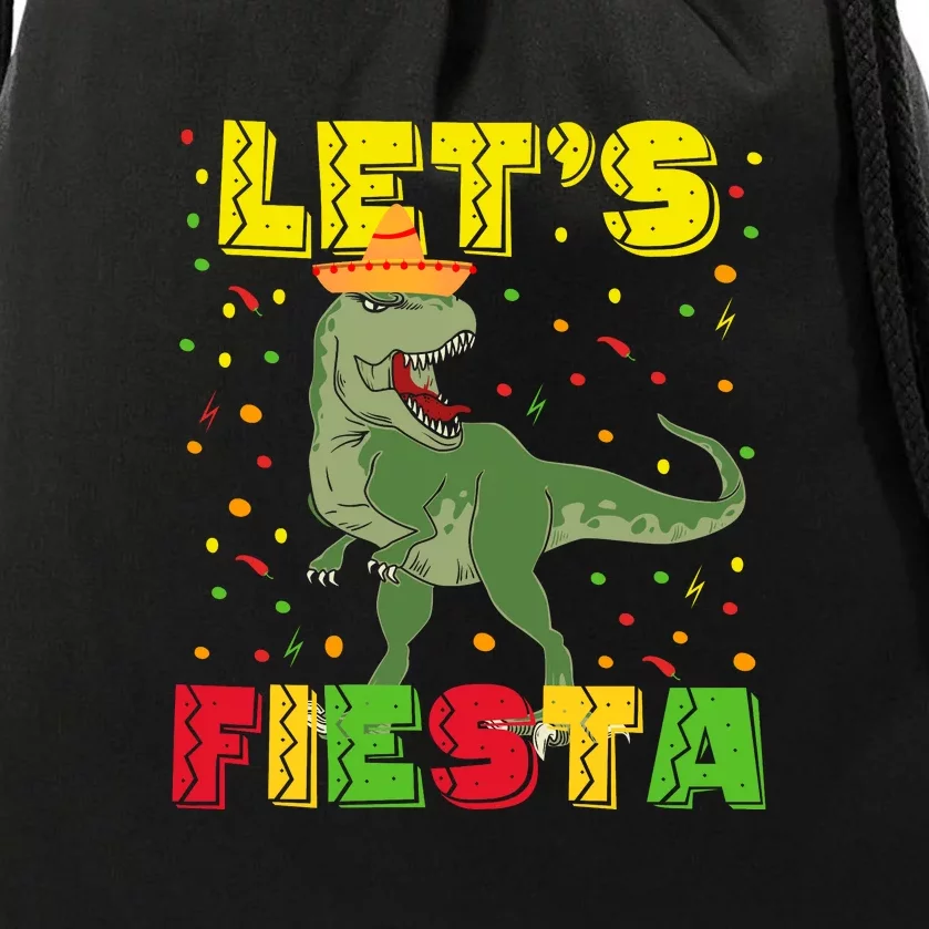 Kids Let's Fiesta Mexican Dino Trex Cinco De Mayo Toddler Boys Drawstring Bag