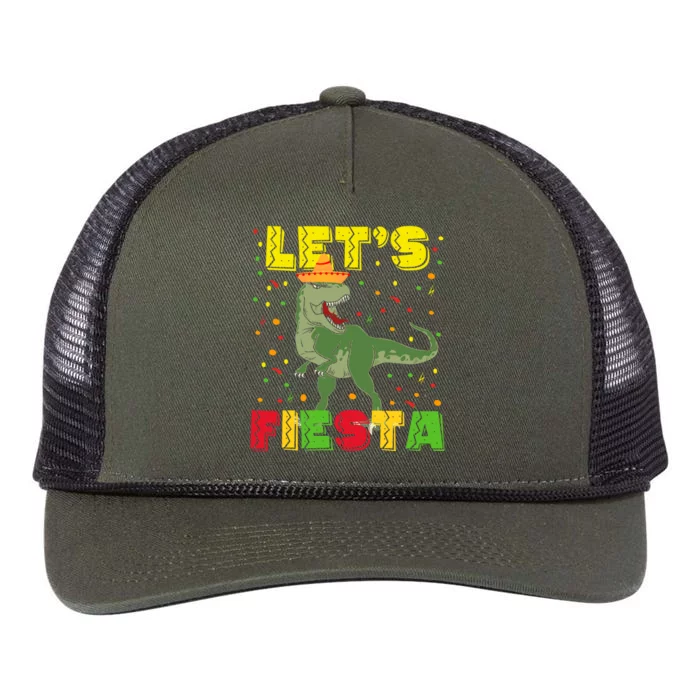 Kids Let's Fiesta Mexican Dino Trex Cinco De Mayo Toddler Boys Retro Rope Trucker Hat Cap