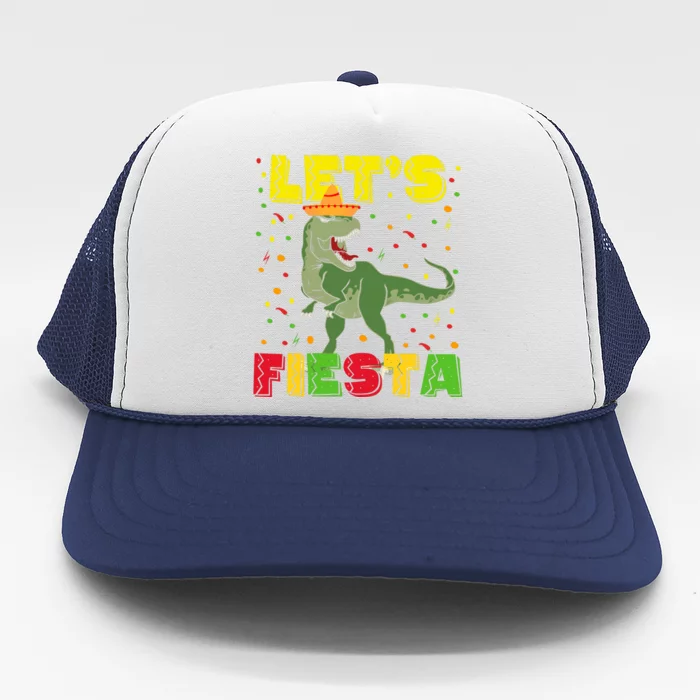 Kids Let's Fiesta Mexican Dino Trex Cinco De Mayo Toddler Boys Trucker Hat