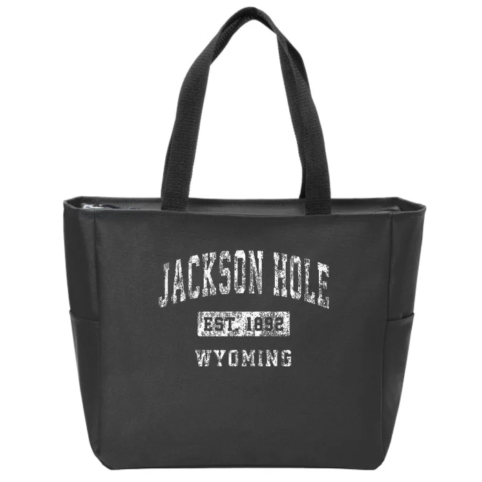 Jackson Hole Wyoming WY Vintage Established Sports Design Zip Tote Bag