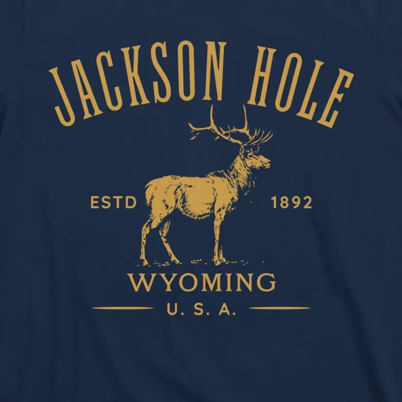 Jackson Hole Wyoming USA Estd 1892 with Elk Souvenir Design T-Shirt