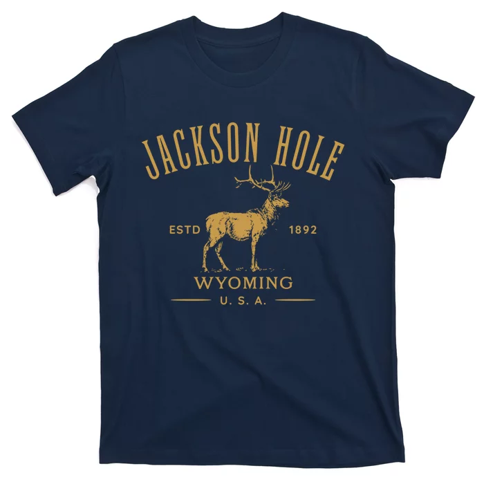 Jackson Hole Wyoming USA Estd 1892 with Elk Souvenir Design T-Shirt