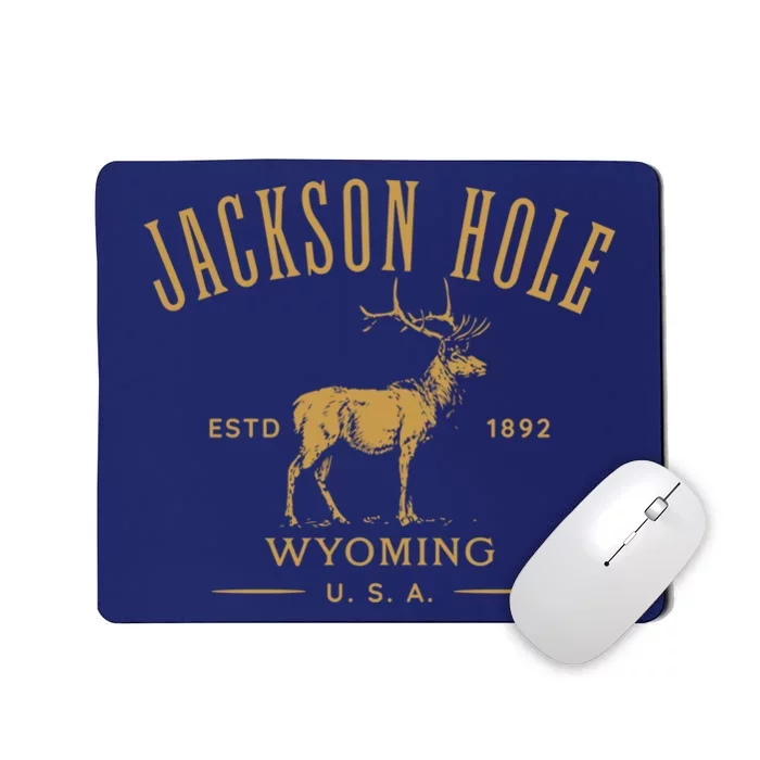 Jackson Hole Wyoming USA Estd 1892 with Elk Souvenir Design Mousepad