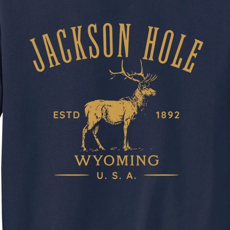 Jackson Hole Wyoming USA Estd 1892 with Elk Souvenir Design Tall Sweatshirt