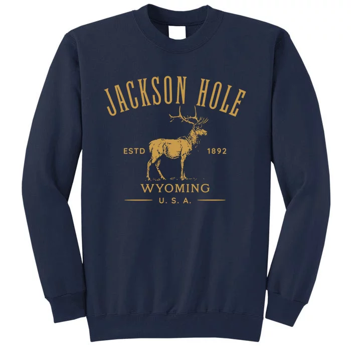 Jackson Hole Wyoming USA Estd 1892 with Elk Souvenir Design Tall Sweatshirt