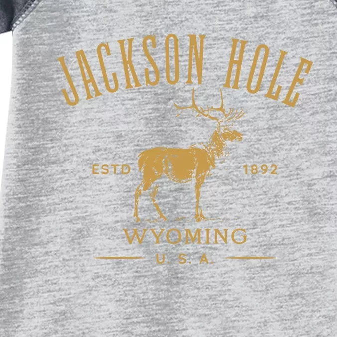 Jackson Hole Wyoming USA Estd 1892 with Elk Souvenir Design Infant Baby Jersey Bodysuit