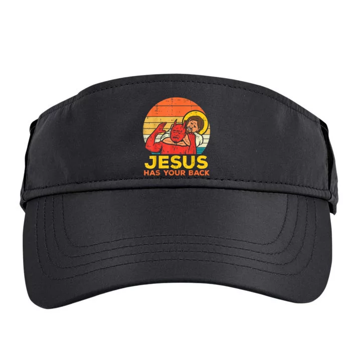 Jesus Has Your Back Jiu Jitsu Retro Christian Men Women Adult Drive Performance Visor