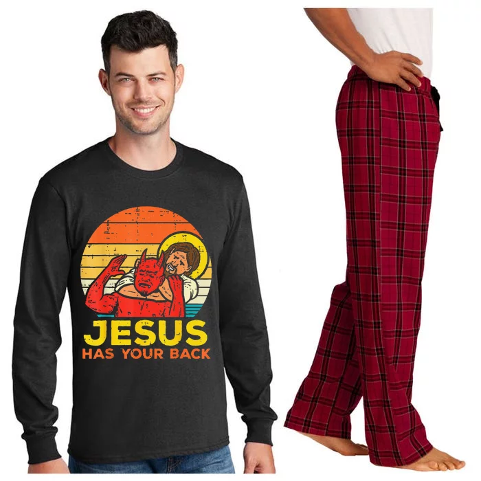 Jesus Has Your Back Jiu Jitsu Retro Christian Long Sleeve Pajama Set