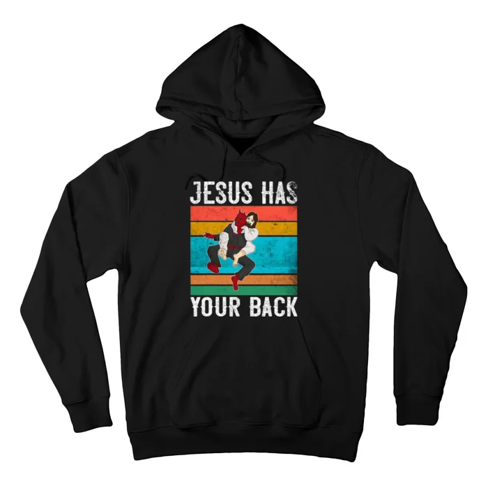 Jesus Has Your Back Jiu Jitsu Retro Christian Hoodie