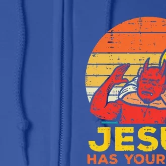 Jesus Has Your Back Jiu Jitsu Retro Christian Full Zip Hoodie