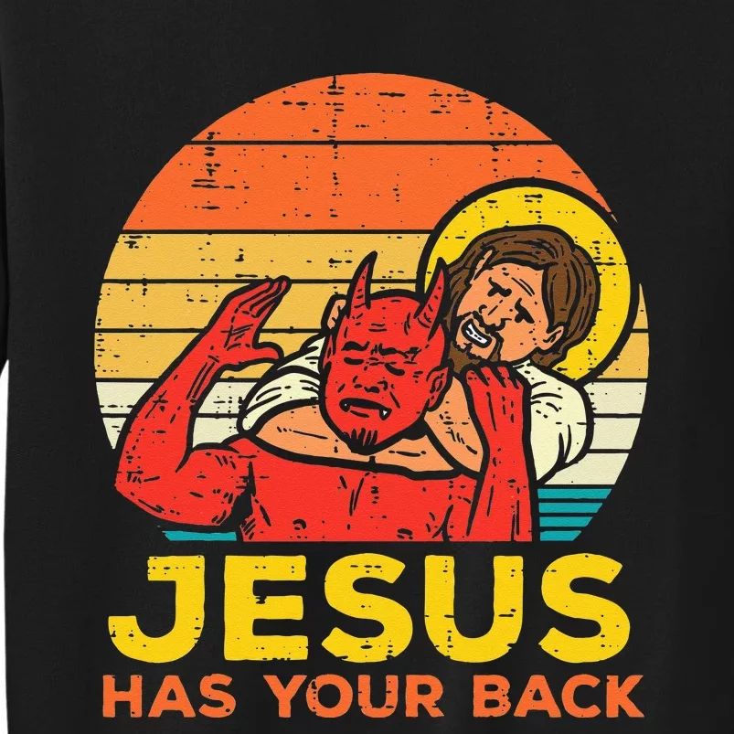 Jesus Has Your Back Jiu Jitsu Retro Christian Men Women Kids Sweatshirt