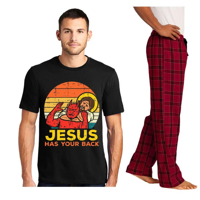 Jesus Has Your Back Jiu Jitsu Retro Christian Men Women Kids Pajama Set