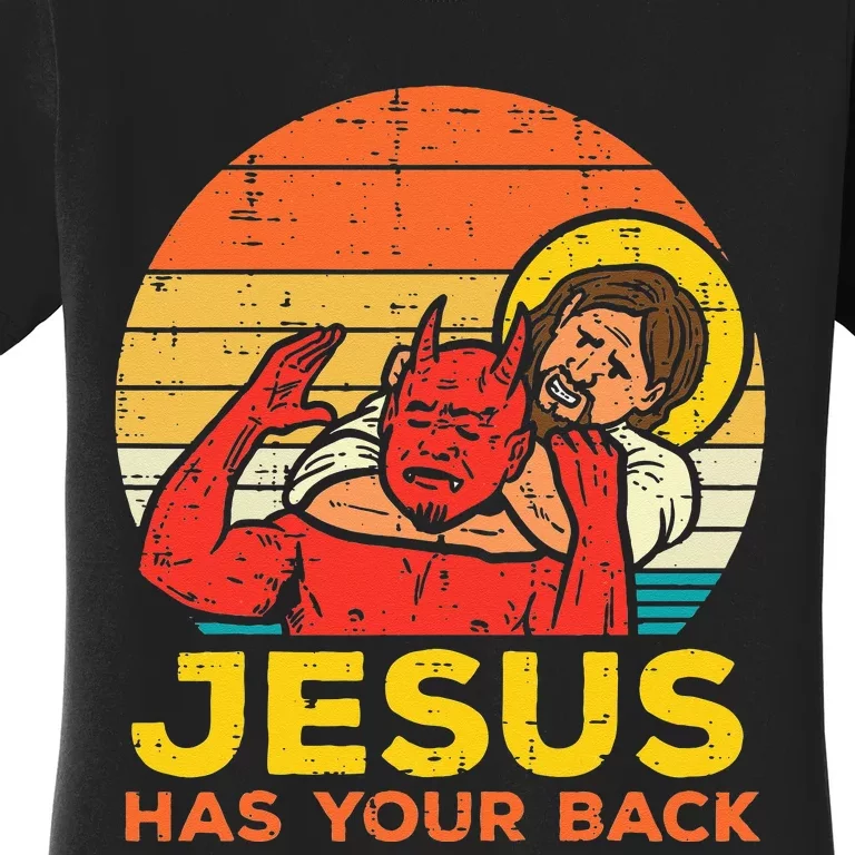 Jesus Has Your Back Jiu Jitsu Retro Christian Men Women Kids Women's T-Shirt