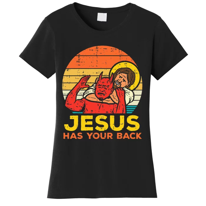 Jesus Has Your Back Jiu Jitsu Retro Christian Men Women Kids Women's T-Shirt