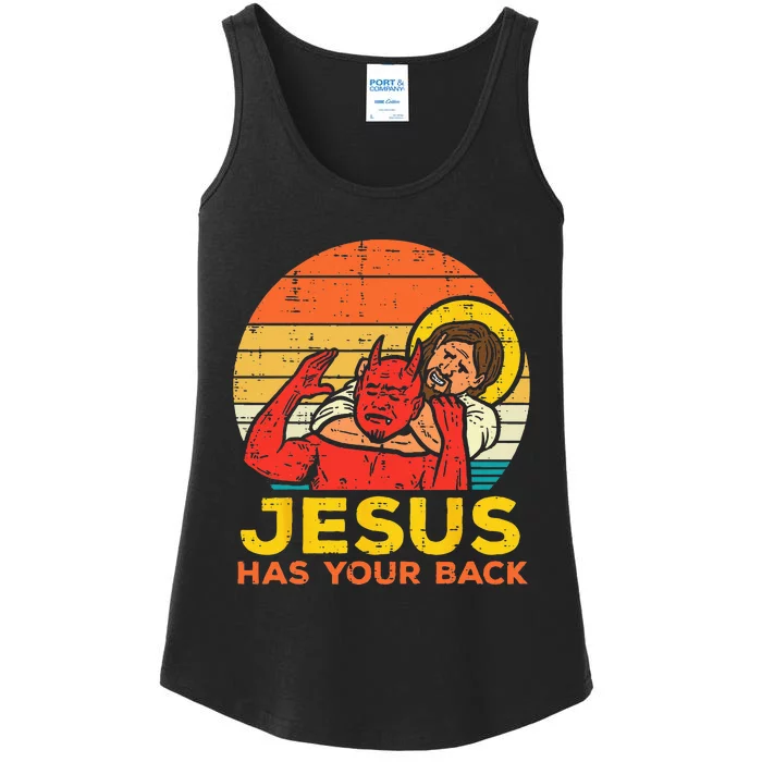 Jesus Has Your Back Jiu Jitsu Retro Christian Ladies Essential Tank