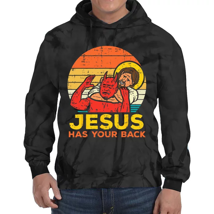 Jesus Has Your Back Jiu Jitsu Retro Christian Tie Dye Hoodie